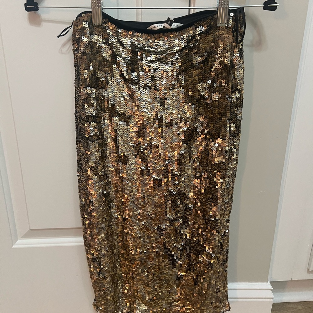 Express Gold Sequin Pencil Skirt